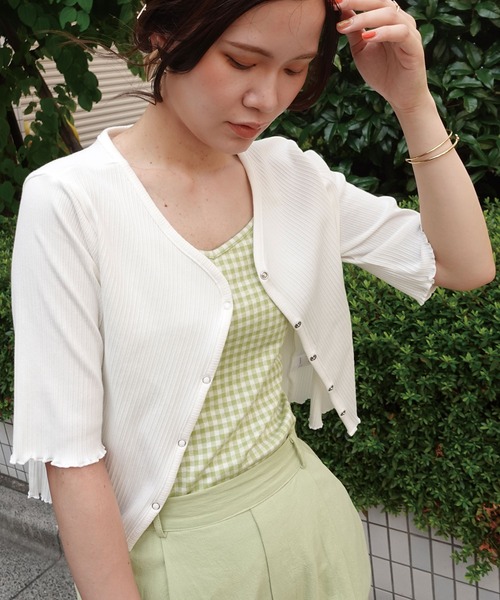 CORNERS（コーナーズ）の「ランダムリブカーディガン（Tシャツ/カットソー・レディース・オフホワイト/ブラック/グリーン/イエロー/レッド・M）」の11枚目の写真