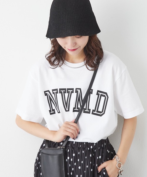 CIAOPANIC TYPY（チャオパニックティピー）の「NVMDロゴプリントTee（Tシャツ/カットソー・レディース・ホワイト/ネイビー/グリーン/バイオレット・ONE SIZE）」の2枚目の写真
