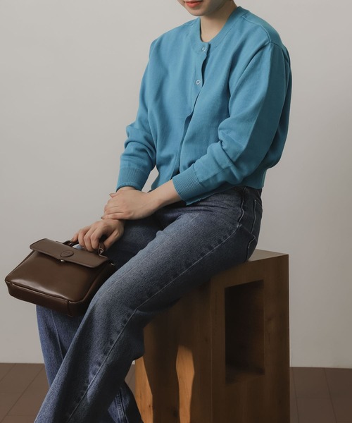 SENSE OF PLACE by URBAN RESEARCH(センスオブプレイスバイアーバンリサーチ)の「リングドットクルーネックカーディガン(カーディガン/ボレロ・レディース・ブルー/オートミール/ブラウン/ブラック/オレンジ・ONE)」の7枚目の写真