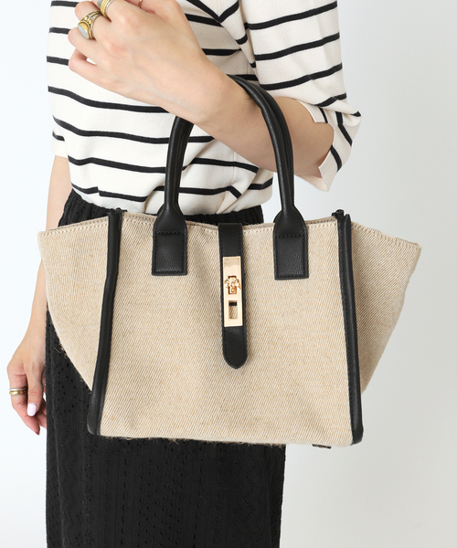 B.C STOCK（ベーセーストック）の「カナグツイルトートバッグ(M)（ショルダーバッグ・レディース・ベージュ/ブラック・FREE）」の3枚目の写真