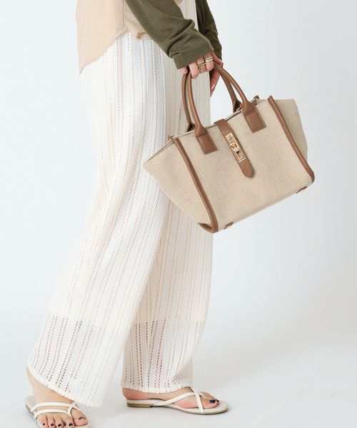 B.C STOCK（ベーセーストック）の「カナグツイルトートバッグ(M)（ショルダーバッグ・レディース・ベージュ/ブラック・FREE）」の6枚目の写真