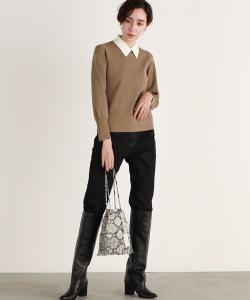 NOLLEY’S(ノーリーズ)の「◇【WEB限定】白衿プルオーバーニット(ニット/セーター・レディース・ブラック/ブラウン・38)」の5枚目の写真
