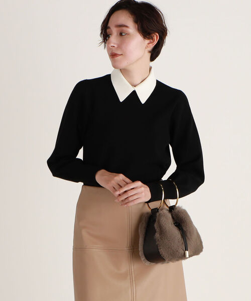 NOLLEY’S(ノーリーズ)の「◇【WEB限定】白衿プルオーバーニット(ニット/セーター・レディース・ブラック/ブラウン・38)」の7枚目の写真