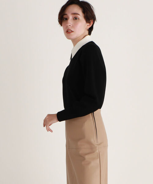 NOLLEY’S(ノーリーズ)の「◇【WEB限定】白衿プルオーバーニット(ニット/セーター・レディース・ブラック/ブラウン・38)」の3枚目の写真