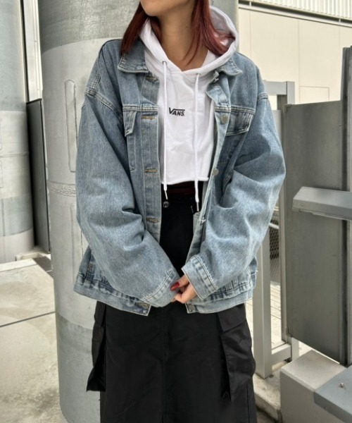 FIG&VIPER（フィグアンドバイパー）の「ビッグシルエット デニムジャケット（デニムジャケット・レディース・ブラック/ブルー・FREE）」の2枚目の写真