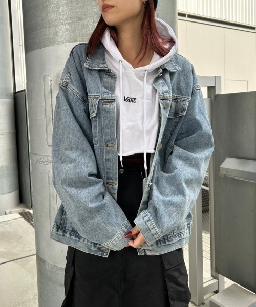 FIG&VIPER（フィグアンドバイパー）の「ビッグシルエット デニムジャケット（デニムジャケット・レディース・ブラック/ブルー・FREE）」の11枚目の写真