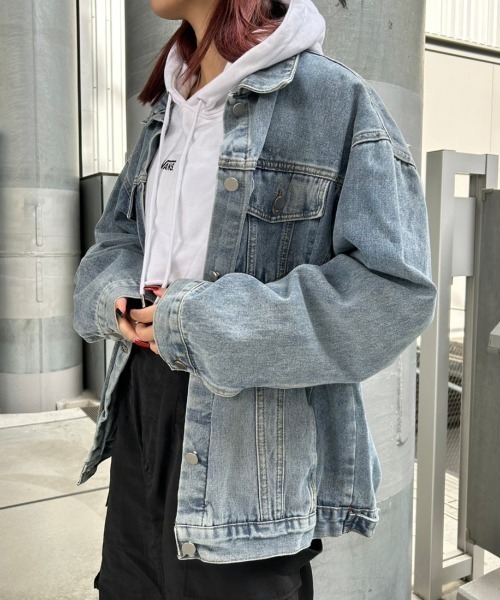 FIG&VIPER（フィグアンドバイパー）の「ビッグシルエット デニムジャケット（デニムジャケット・レディース・ブラック/ブルー・FREE）」の12枚目の写真