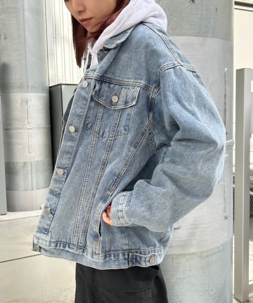 FIG&VIPER（フィグアンドバイパー）の「ビッグシルエット デニムジャケット（デニムジャケット・レディース・ブラック/ブルー・FREE）」の13枚目の写真