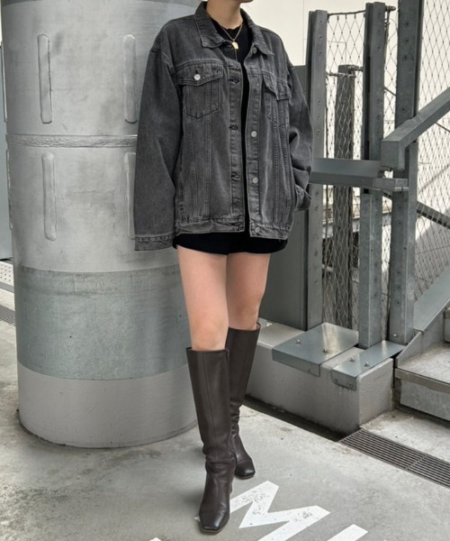 FIG&VIPER（フィグアンドバイパー）の「ビッグシルエット デニムジャケット（デニムジャケット・レディース・ブラック/ブルー・FREE）」の3枚目の写真