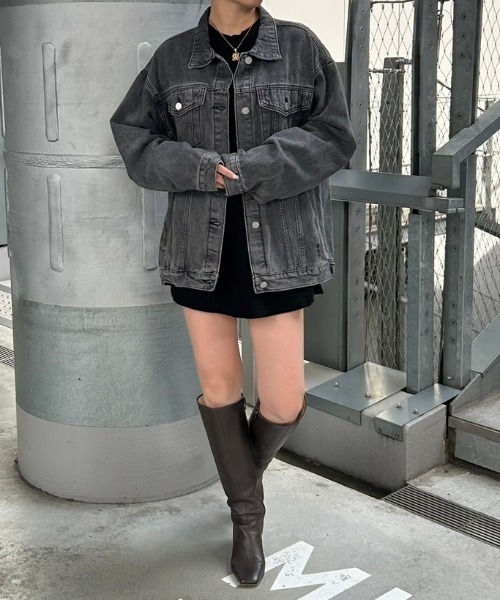 FIG&VIPER（フィグアンドバイパー）の「ビッグシルエット デニムジャケット（デニムジャケット・レディース・ブラック/ブルー・FREE）」の4枚目の写真