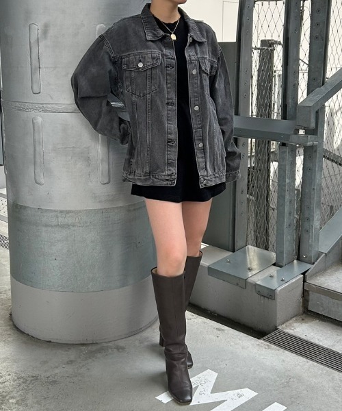 FIG&VIPER（フィグアンドバイパー）の「ビッグシルエット デニムジャケット（デニムジャケット・レディース・ブラック/ブルー・FREE）」の5枚目の写真