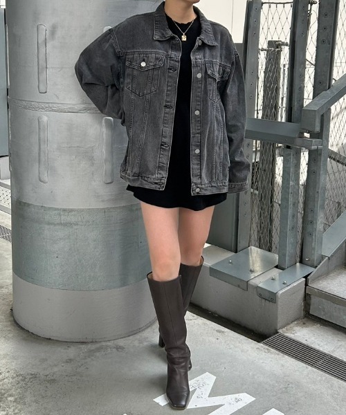 FIG&VIPER（フィグアンドバイパー）の「ビッグシルエット デニムジャケット（デニムジャケット・レディース・ブラック/ブルー・FREE）」の6枚目の写真