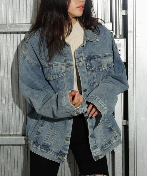 FIG&VIPER（フィグアンドバイパー）の「ビッグシルエット デニムジャケット（デニムジャケット・レディース・ブラック/ブルー・FREE）」の16枚目の写真