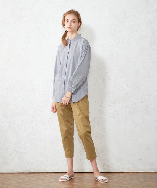 LE SOUK HOLIDAY(ルスークホリデー)の「パールボタンストライプシャツ(シャツ/ブラウス・レディース・ブラック/ブルー・M/L)」の4枚目の写真