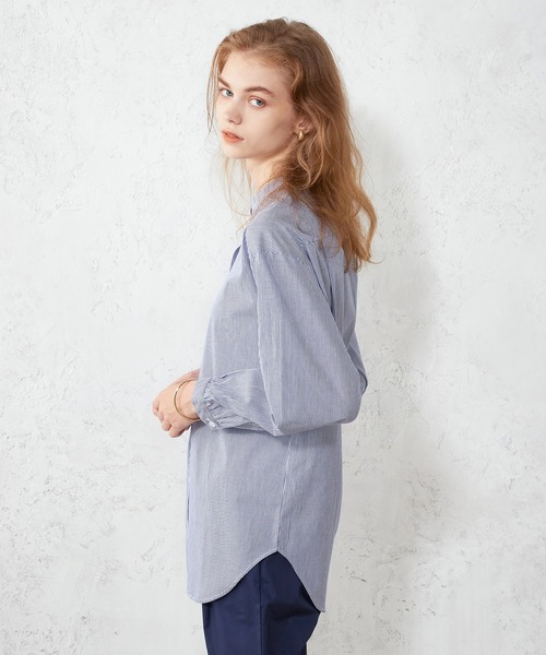 LE SOUK HOLIDAY(ルスークホリデー)の「パールボタンストライプシャツ(シャツ/ブラウス・レディース・ブラック/ブルー・M/L)」の7枚目の写真