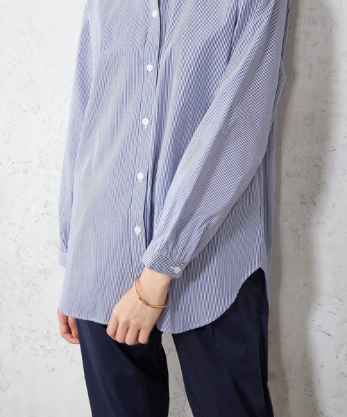 LE SOUK HOLIDAY(ルスークホリデー)の「パールボタンストライプシャツ(シャツ/ブラウス・レディース・ブラック/ブルー・M/L)」の8枚目の写真