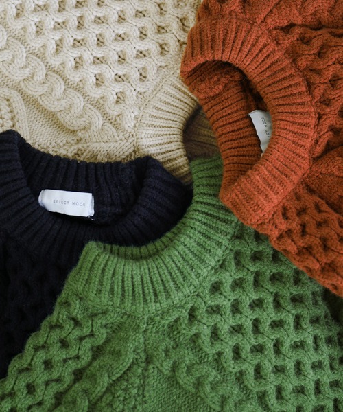 select MOCA by son(セレクトモカバイソン)の「【9色展開】ヴィンテージライクケーブルニット(ニット/セーター・レディース・アイボリー/ブラック/ベージュ/グリーン/テラコッタ/カーキ/ネイビー/ブラウン/グレー・FREE/LARGE)」の20枚目の写真