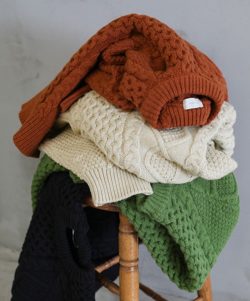 select MOCA by son(セレクトモカバイソン)の「【9色展開】ヴィンテージライクケーブルニット(ニット/セーター・レディース・アイボリー/ブラック/ベージュ/グリーン/テラコッタ/カーキ/ネイビー/ブラウン/グレー・FREE/LARGE)」の21枚目の写真