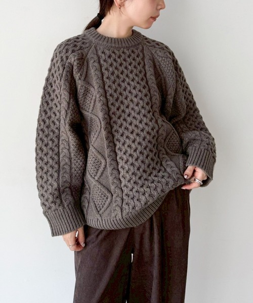 セール】【9色展開】ヴィンテージライクケーブルニット（ニット