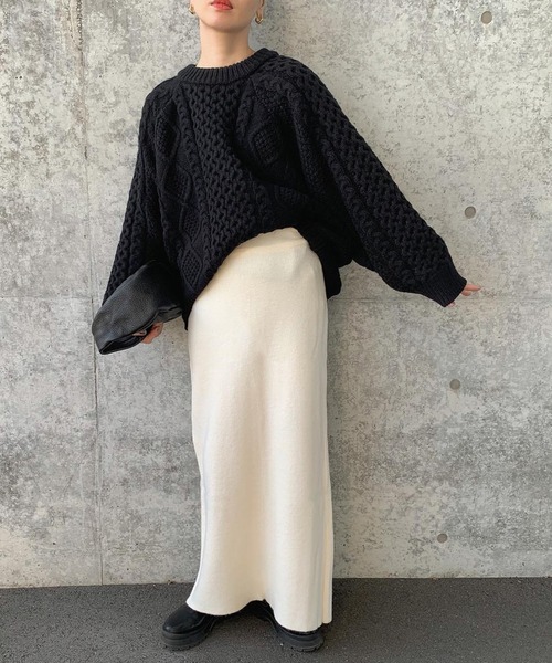 select MOCA by son(セレクトモカバイソン)の「【9色展開】ヴィンテージライクケーブルニット(ニット/セーター・レディース・アイボリー/ブラック/ベージュ/グリーン/テラコッタ/カーキ/ネイビー/ブラウン/グレー・FREE/LARGE)」の11枚目の写真