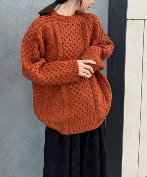 サイズ展開あり】ヴィンテージライクケーブルニット（ニット/セーター