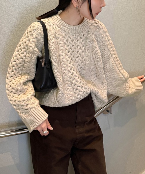 セール】【サイズ展開あり】ヴィンテージライクケーブルニット（ニット