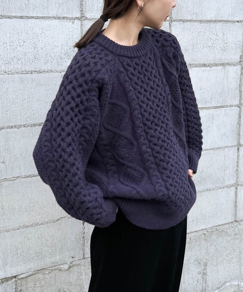 セール】【9色展開】ヴィンテージライクケーブルニット（ニット