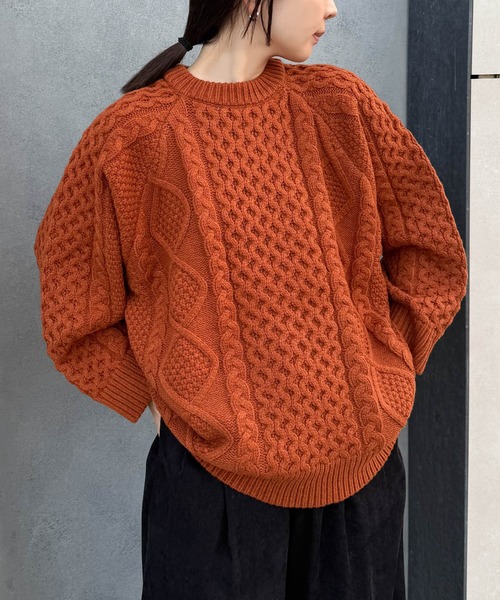 セール】【9色展開】ヴィンテージライクケーブルニット（ニット