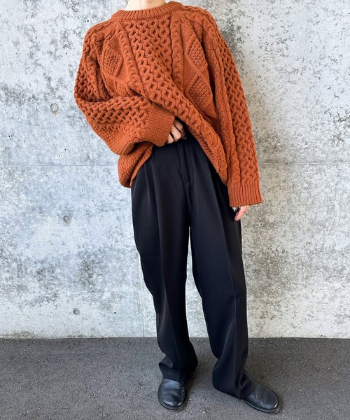 セール】【サイズ展開あり】ヴィンテージライクケーブルニット（ニット