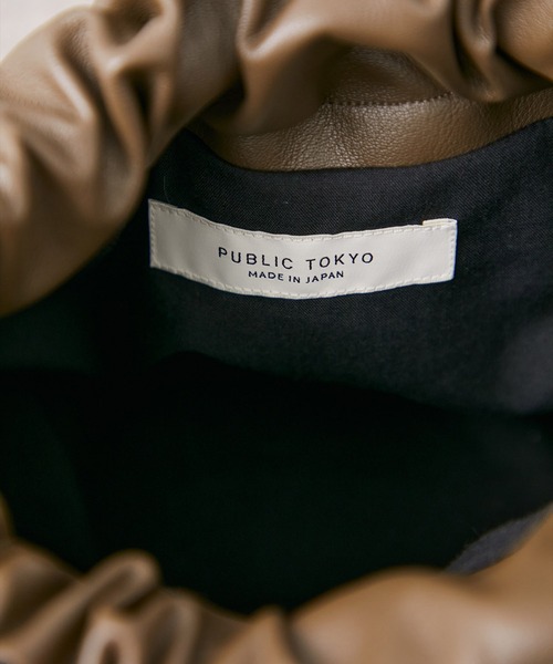 PUBLIC TOKYO（パブリックトウキョウ）の「2WAYエコレザー巾着バッグ（ハンドバッグ・レディース・ホワイト/シルバー/ブラック/ライム・FREE）」の8枚目の写真