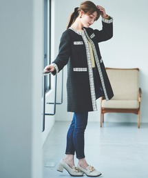 ツイード中綿コート