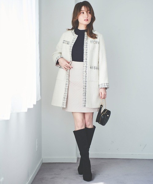 31 Sons de mode（トランテアン　ソン　ドゥ　モード）の「ツイード中綿コート（その他アウター・レディース・ブラック/オフホワイト・38/36）」の6枚目の写真