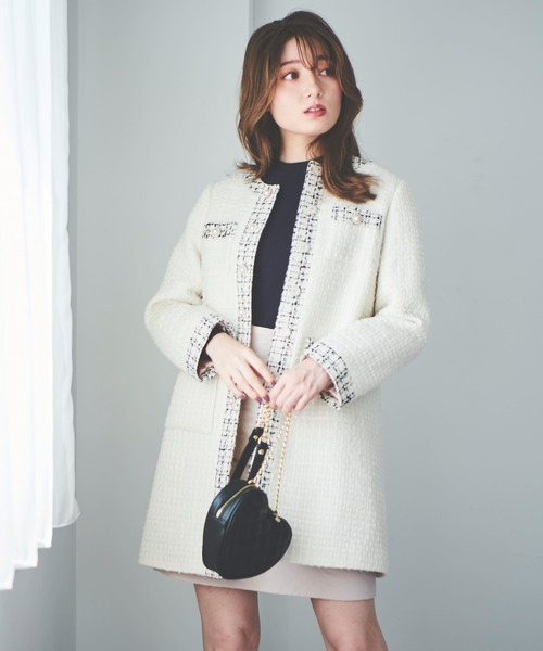 31 Sons de mode（トランテアン　ソン　ドゥ　モード）の「ツイード中綿コート（その他アウター・レディース・ブラック/オフホワイト・38/36）」の12枚目の写真