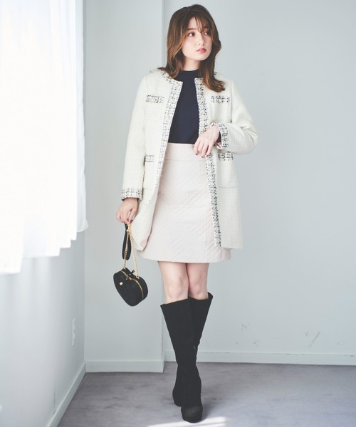 31 Sons de mode（トランテアン　ソン　ドゥ　モード）の「ツイード中綿コート（その他アウター・レディース・ブラック/オフホワイト・38/36）」の10枚目の写真