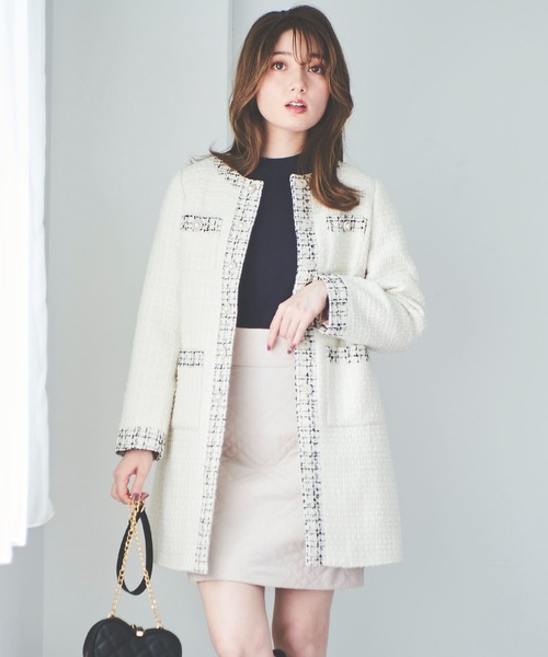 31 Sons de mode（トランテアン　ソン　ドゥ　モード）の「ツイード中綿コート（その他アウター・レディース・ブラック/オフホワイト・38/36）」の11枚目の写真