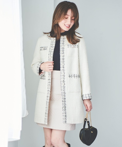 31 Sons de mode（トランテアン　ソン　ドゥ　モード）の「ツイード中綿コート（その他アウター・レディース・ブラック/オフホワイト・38/36）」の13枚目の写真