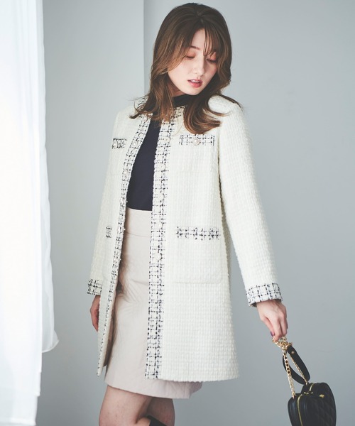 31 Sons de mode（トランテアン　ソン　ドゥ　モード）の「ツイード中綿コート（その他アウター・レディース・ブラック/オフホワイト・38/36）」の14枚目の写真