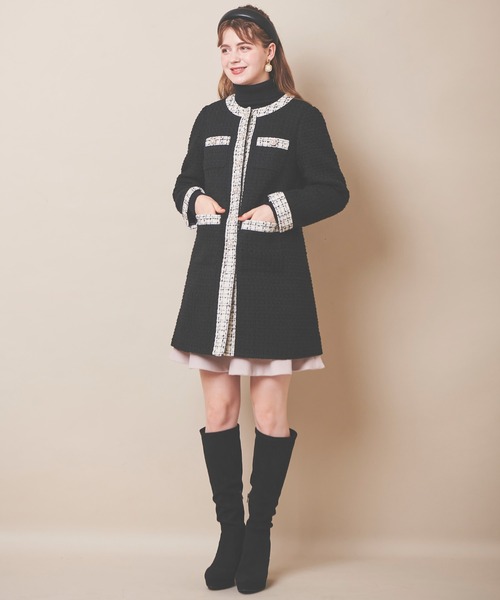 31 Sons de mode（トランテアン　ソン　ドゥ　モード）の「ツイード中綿コート（その他アウター・レディース・ブラック/オフホワイト・38/36）」の22枚目の写真