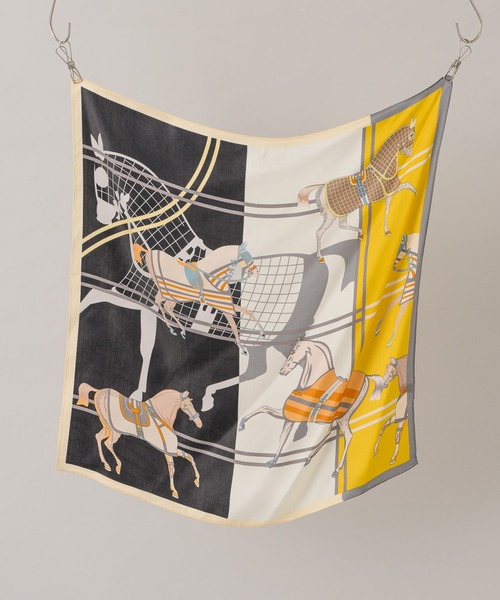 KATHARINE ROSS】シルクミニスカーフ(馬具柄・馬柄・バッグ柄・街柄