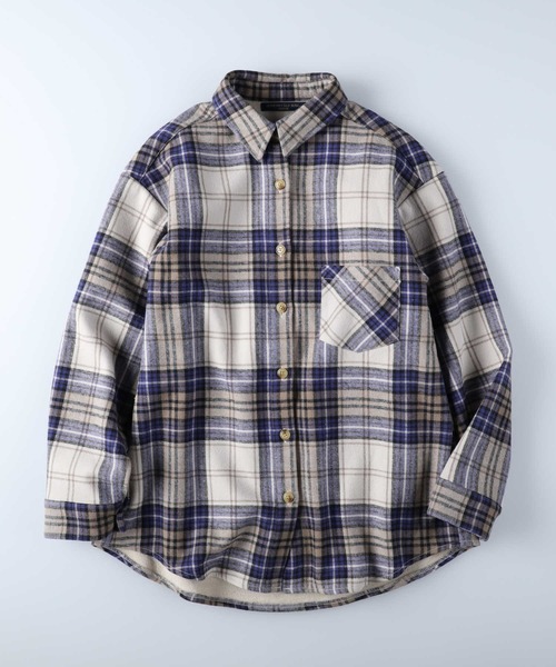 HONEYSUCKLE ROSE（ハニーサックルローズ）の「【HONEYSUCKLE ROSE】裏シャギーシャツ（シャツ/ブラウス・レディース・ブルー/ベージュ・L/M）」の9枚目の写真