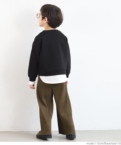 coca(coca)(コカ)の「キッズ 親子お揃いレイヤード風裏起毛プルオーバー(スウェット・キッズ・ブラック/グレー・100/110/120/130)」の14枚目の写真