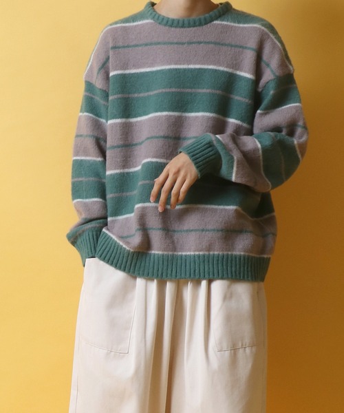 ANPAS(アンパス)の「Mohair Touch Oversized Shaggy Knit Pullover/モヘアタッチ オーバーサイズ シャギーニット プルオーバー(ニット/セーター・メンズ・ライトブルー/ブラック/ダークグリーン/パープル系その他/バーガンディー/グレイッシュベージュ/ブラック系その他/グリーン系その他/ブルー系その他/イエロー/ブルー/セージグリーン/ブラック系その他2・M/L)」の19枚目の写真
