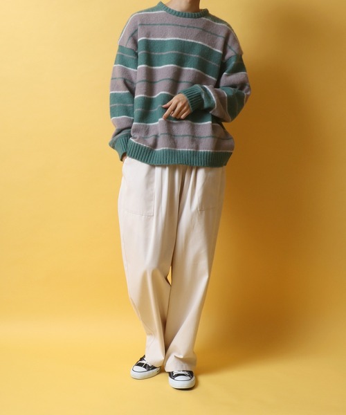 ANPAS(アンパス)の「Mohair Touch Oversized Shaggy Knit Pullover/モヘアタッチ オーバーサイズ シャギーニット プルオーバー(ニット/セーター・メンズ・ライトブルー/ブラック/ダークグリーン/パープル系その他/バーガンディー/グレイッシュベージュ/ブラック系その他/グリーン系その他/ブルー系その他/イエロー/ブルー/セージグリーン/ブラック系その他2・M/L)」の21枚目の写真
