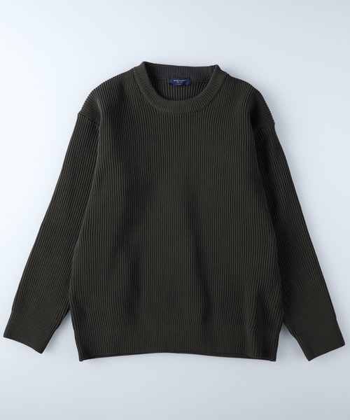 BACK NUMBER(バックナンバー)の「【BACK NUMBER】畦編みクルーニット(ニット/セーター・メンズ・イエロー/オフホワイト/ブラック/ブルー/ワイン/オリーブ・L/M/S/XL)」の3枚目の写真