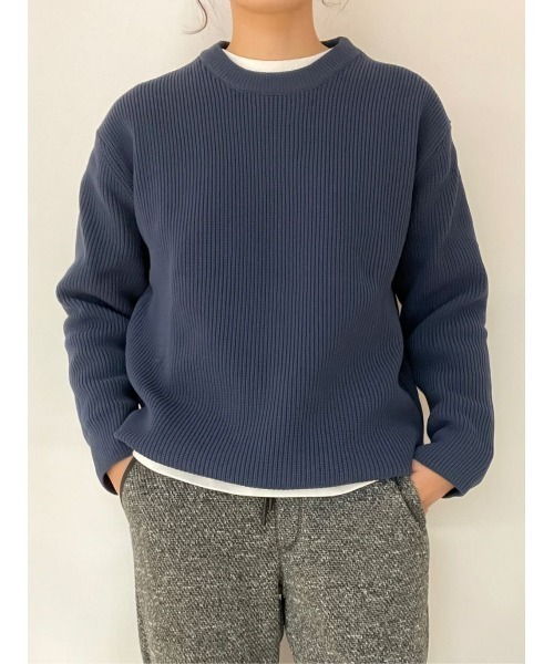 BACK NUMBER(バックナンバー)の「【BACK NUMBER】畦編みクルーニット(ニット/セーター・メンズ・イエロー/オフホワイト/ブラック/ブルー/ワイン/オリーブ・L/M/S/XL)」の4枚目の写真