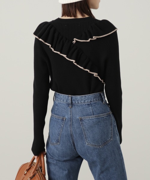 N.（N. Natural Beauty Basic）（エヌエヌナチュラルビューティーベーシック）の「◆クロスフリルニット（ニット/セーター・レディース・オフホワイト/ブルー/ブラック系その他・MEDIUM）」の8枚目の写真