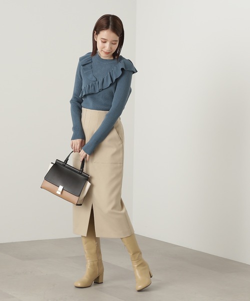 N.（N. Natural Beauty Basic）（エヌエヌナチュラルビューティーベーシック）の「◆クロスフリルニット（ニット/セーター・レディース・オフホワイト/ブルー/ブラック系その他・MEDIUM）」の5枚目の写真