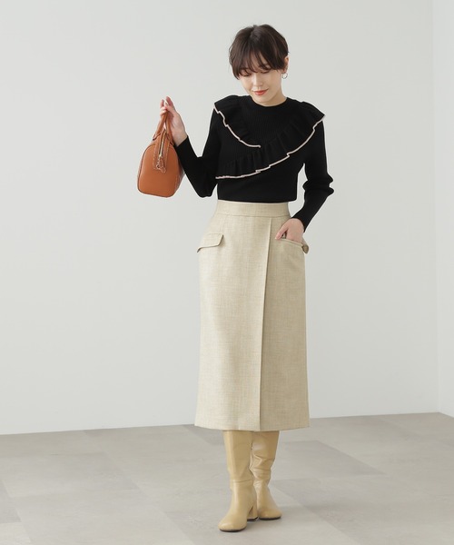 N.（N. Natural Beauty Basic）（エヌエヌナチュラルビューティーベーシック）の「◆クロスフリルニット（ニット/セーター・レディース・オフホワイト/ブルー/ブラック系その他・MEDIUM）」の13枚目の写真