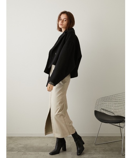 LA PEAU DE GEM（ラポドゥジェム）の「【LA PEAU DE GEM】コクーンスリーブショートコート（その他アウター・レディース・ブラック/カーキ・FREE）」の18枚目の写真