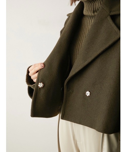 LA PEAU DE GEM（ラポドゥジェム）の「【LA PEAU DE GEM】コクーンスリーブショートコート（その他アウター・レディース・ブラック/カーキ・FREE）」の21枚目の写真